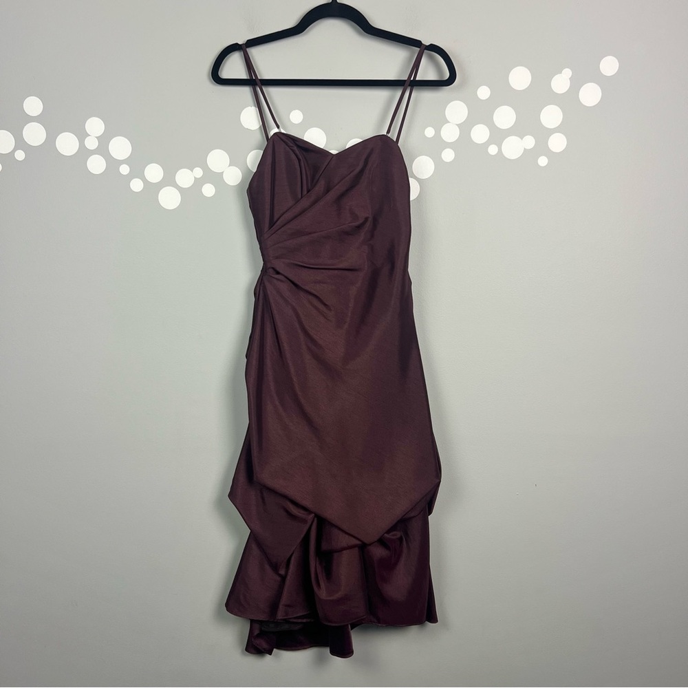 Wtoo by Watters Ruched Strapless Formal Dress Burgundy Size 0